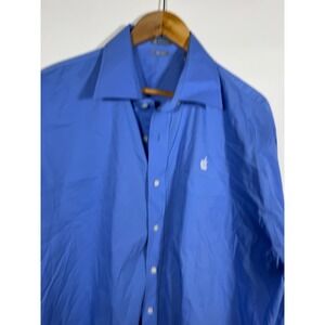 Jockey Apple Logo Mens XL Blue Wrinkle Resistant Long Sleeve Button Down Shirt
